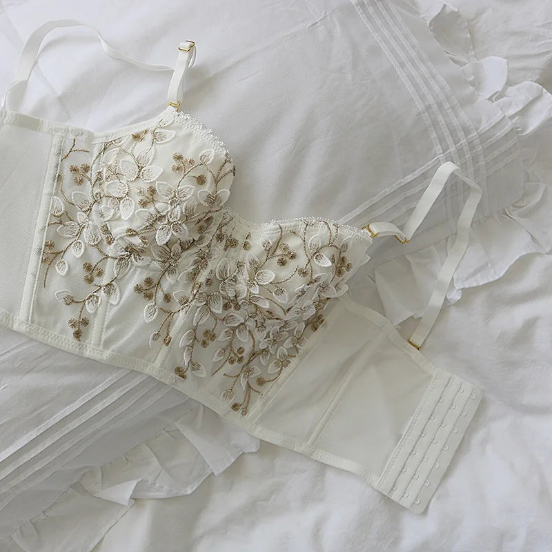 Three-dimensional embroidered bra