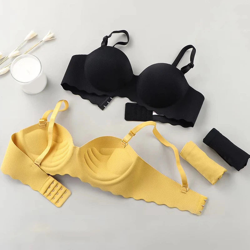 Seamless Solid Adjustable Shoulder PushUp Bra