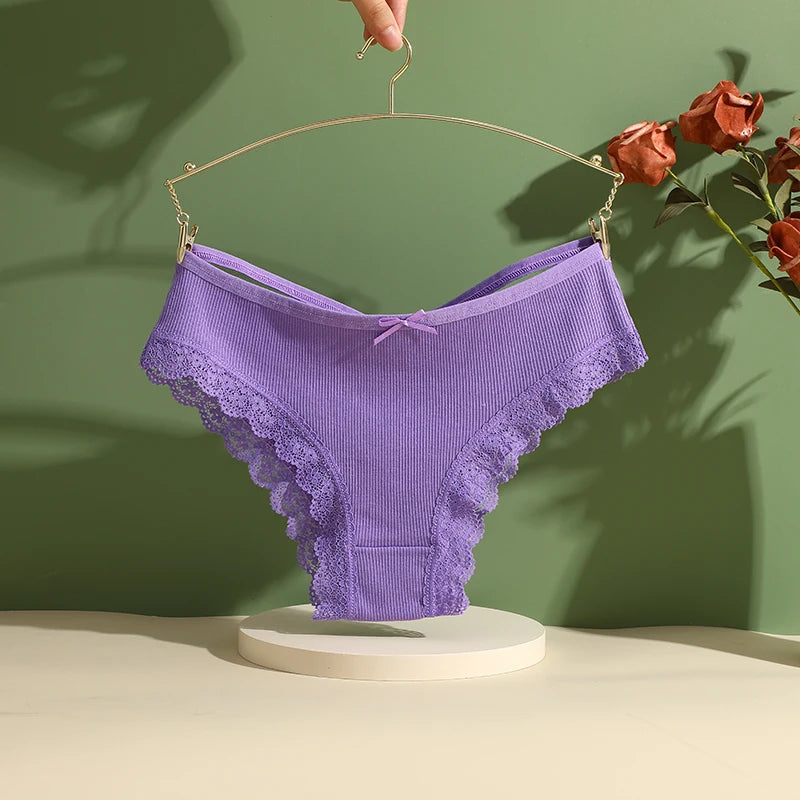 Women Cotton Panties Sexy Low Rise Lace
