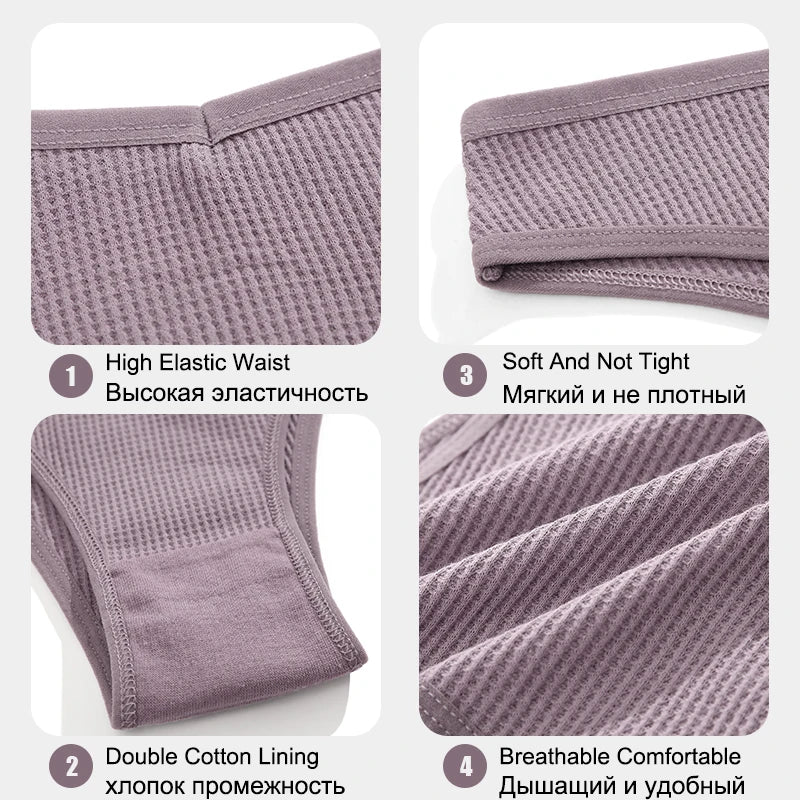 Sexy Waffle Plaid Cotton Brazilian Panties