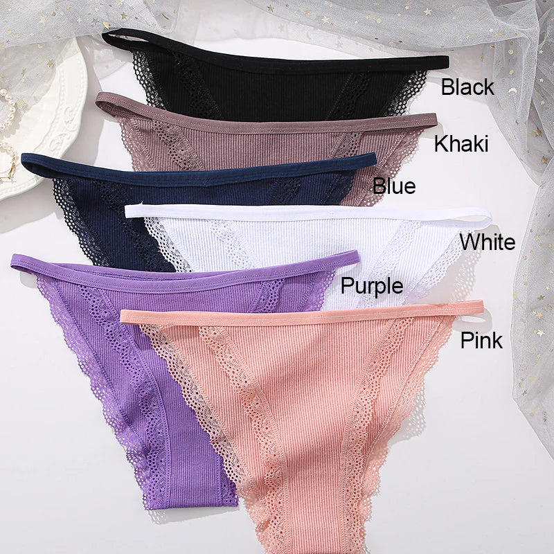 Lace Cotton Briefs Women Solid Comfortable Panties