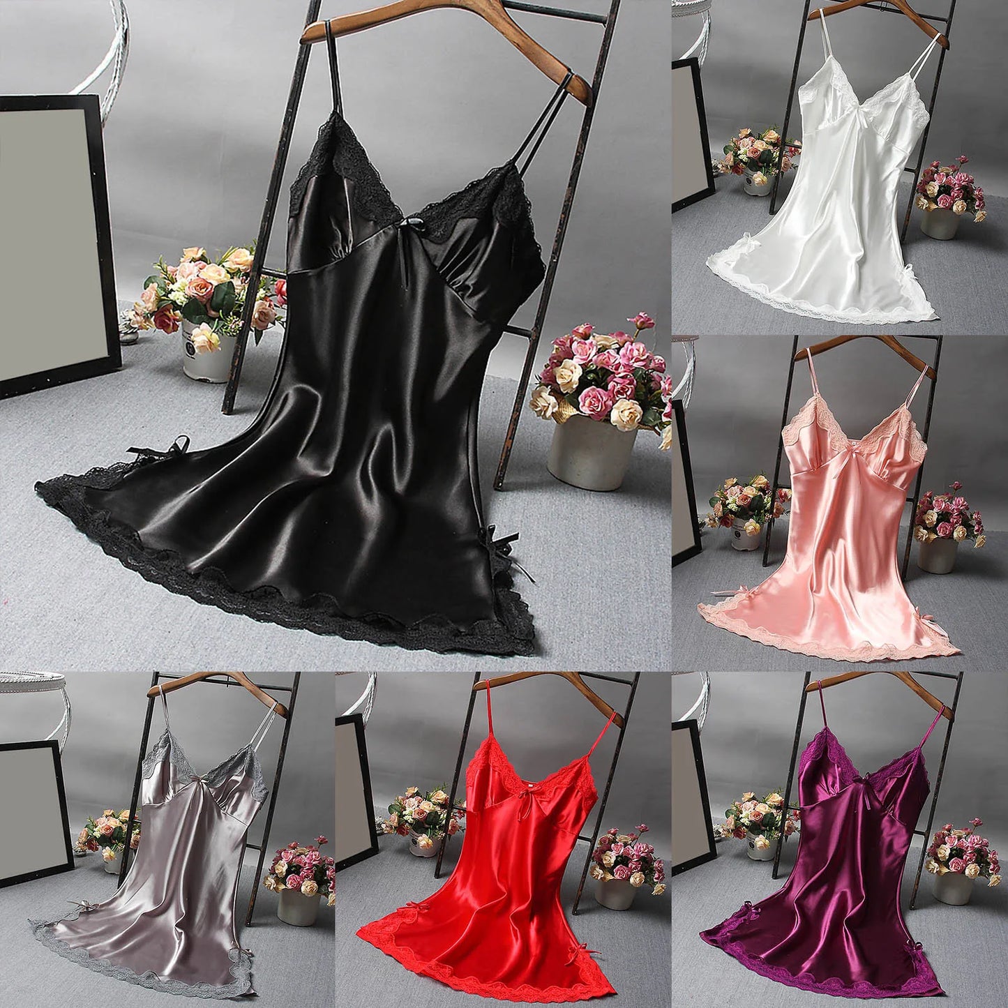 Nightgown Spaghetti Straps Sleep Dress
