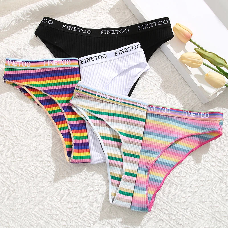 Cotton Striped Panties Low-Rise