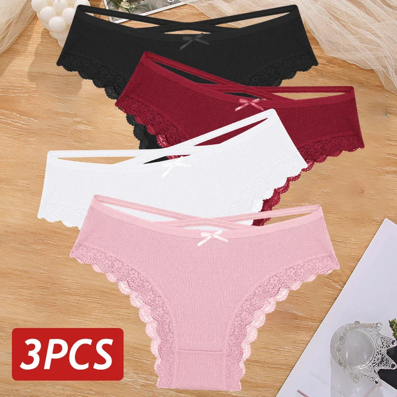 Women Cotton Panties Sexy Low Rise Lace