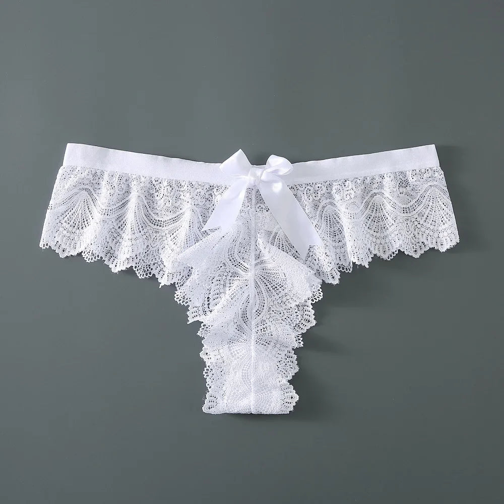 Sexy Lace Thongs Bow-knot Low Waist Panties