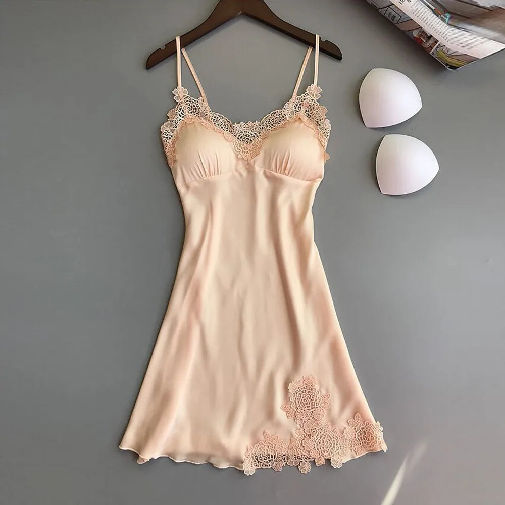 Sexy Silk Satin Night Dress Sleeveless