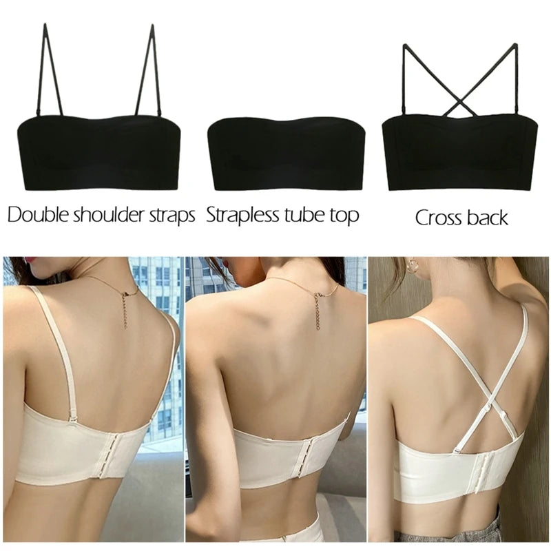 Bandeau Bra Strapless Brassiere Seamless Push Up