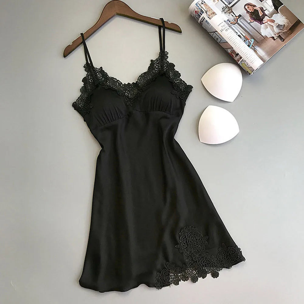 Sexy Silk Satin Night Dress Sleeveless