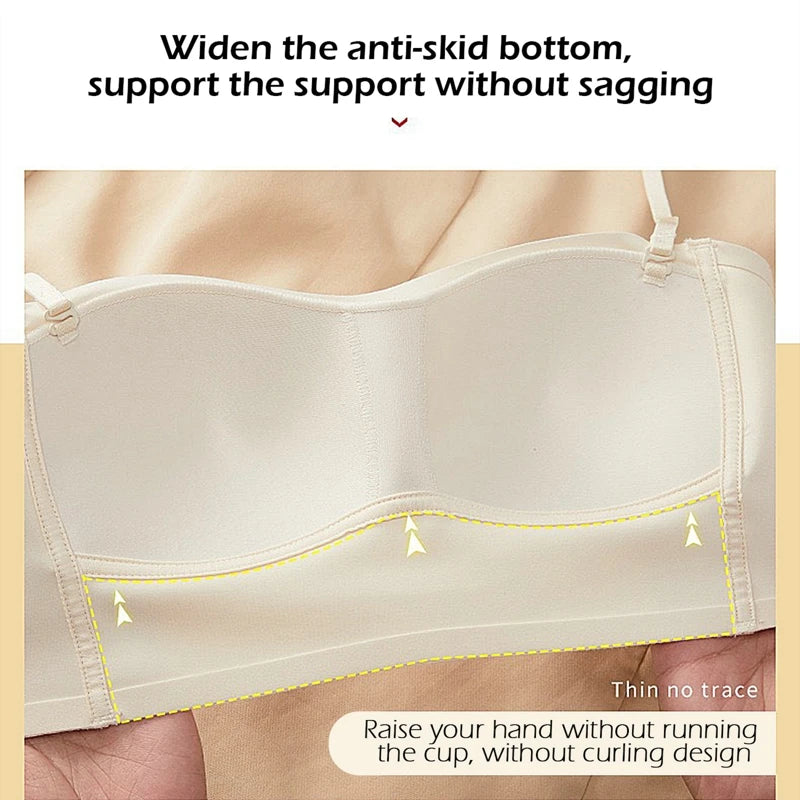 Bandeau Bra Strapless Brassiere Seamless Push Up
