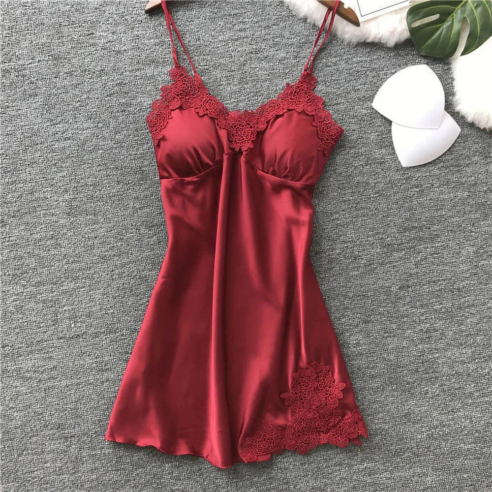 Sexy Silk Satin Night Dress Sleeveless
