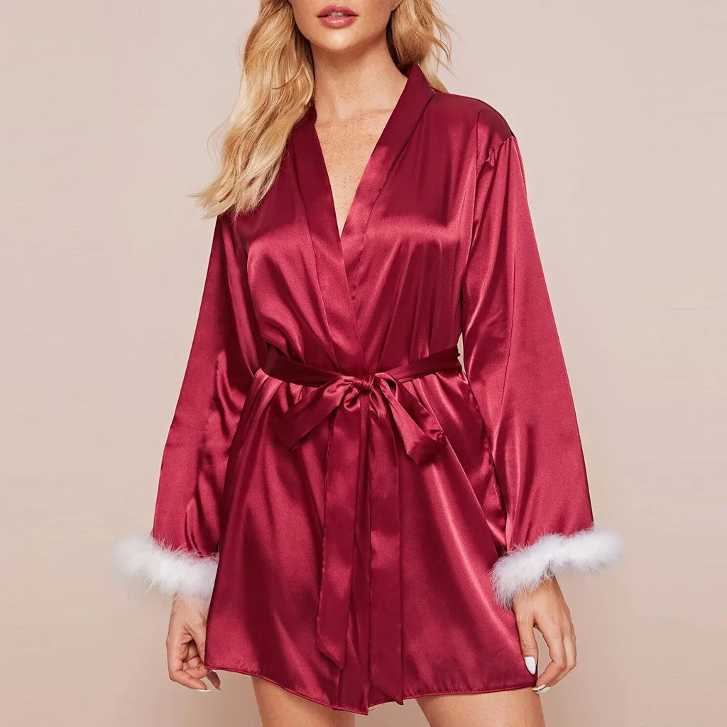 Sexy Silk Satin Sleepwear Robes Women Lingeries