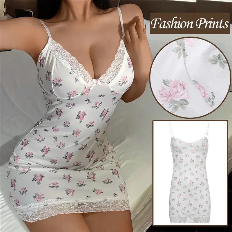 Lace Mini Dress Women Tie Up Spaghetti