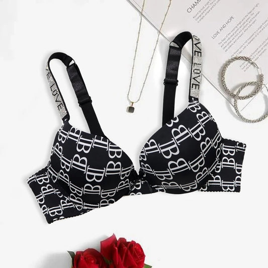 Women Push Up Bra Letter Print