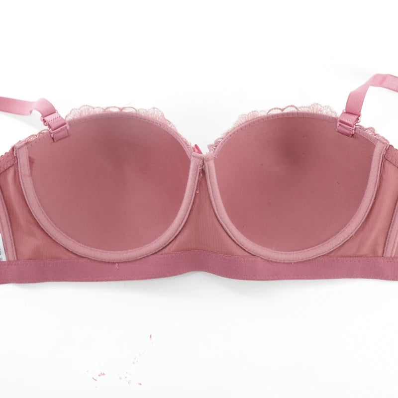 Appliques Demi Bra for Woman Contrast Color